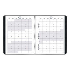 Blueline® Essential Academic Monthly Planner, 14 Months, July 2025 to August 2026, Twin-Wire Binding, Soft Vicuana Cover, 11" x 8.5", Black (CA701.BLK-26)
