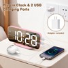 ALANAS Pink Mirror Digital Alarm Clock for Girls & Teens,