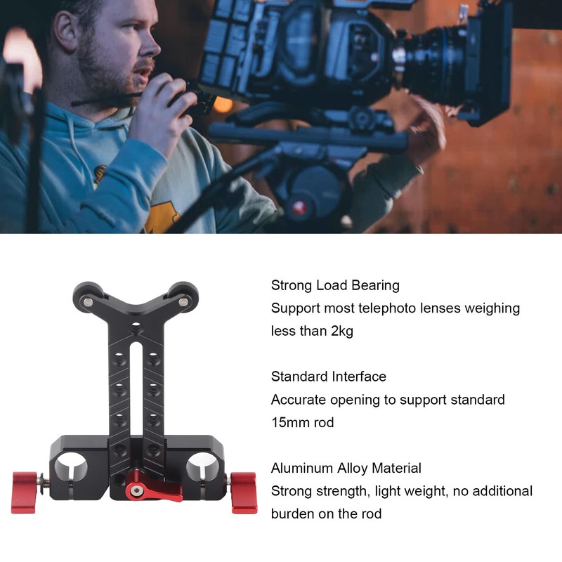 Long Lens Support Height Adjustable 15mm Rod Hole Aluminum Alloy
