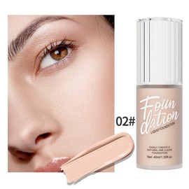 Hello Kiss Liquid Foundation for Smooth and Flawless Skin -Perfect Tone, Full Coverage Makeup. Waterproof Matte Lightweight Smoother Cosmetic - Color: #02