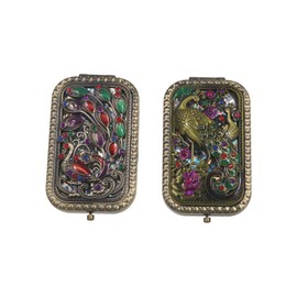Kopida 2 Pcs Foldable Vintage Makeup Mirror Metal Portable Mirror Peacock Vanity Mirror Double Sided Compact Cosmetic Mirror Travel Mirror Pocket Mirror