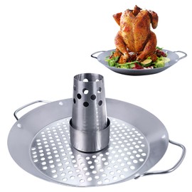 Generic Beer Can Chicken Holder, Stainless Steel Poultry Roaster, Barbecue Grill Rack, Silver Round Roaster