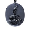 Chinese Zodiac Snake Amulet/Talisman Pendant Necklace Made of Obsidian Gemstone: