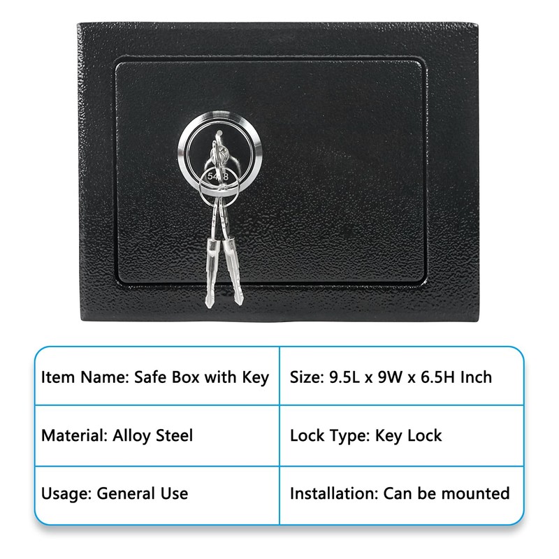 Luwint Small Steel Safe Box with Key Lock, 0.3 Cu
