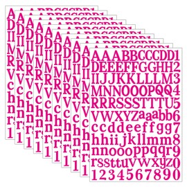 WNYT 1210 pcs 10 Sheets Letter Stickers,Vinyl Self Alphabet Stickers,1 Inch Vinyl Letter Sticker Numbers Decals for DIY Mailbox House Numbers,Address Number,Signs,Window,Home,Cars(10 Set Pink)