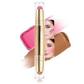 evpct Barra de maquillaje multiusos 2 en 1 de rubor y contorno, color baya, tono y marrón cremoso, barra de rubor, bronceador y contorno de mantequill