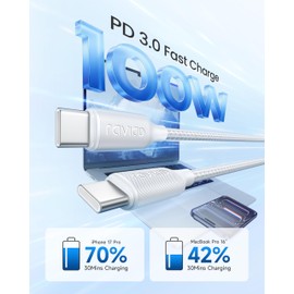 RAVIAD Cavo USB C USB C 100W [2Pezzi 50CM]Cavo USB Type-C PD3.0 5A Ricarica