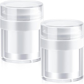 Airless Pump Cosmetic Jar Set, 2 Pieces 30ml Refillable Cream Jar Vacuum Pump Bottle Dispenser, Airless Pump Jars Empty Acrylic Cream Container Empty Airless Pump Jar