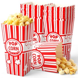 VOISEN Popcorn Boxes,20 Pack Popcorn Bucket Containers, 46 OZ Red and White Popcorn Boxes Individual Servings, Movie Theater Decor Popcorn Containers, Carnival Circus Party Popcorn Bowl