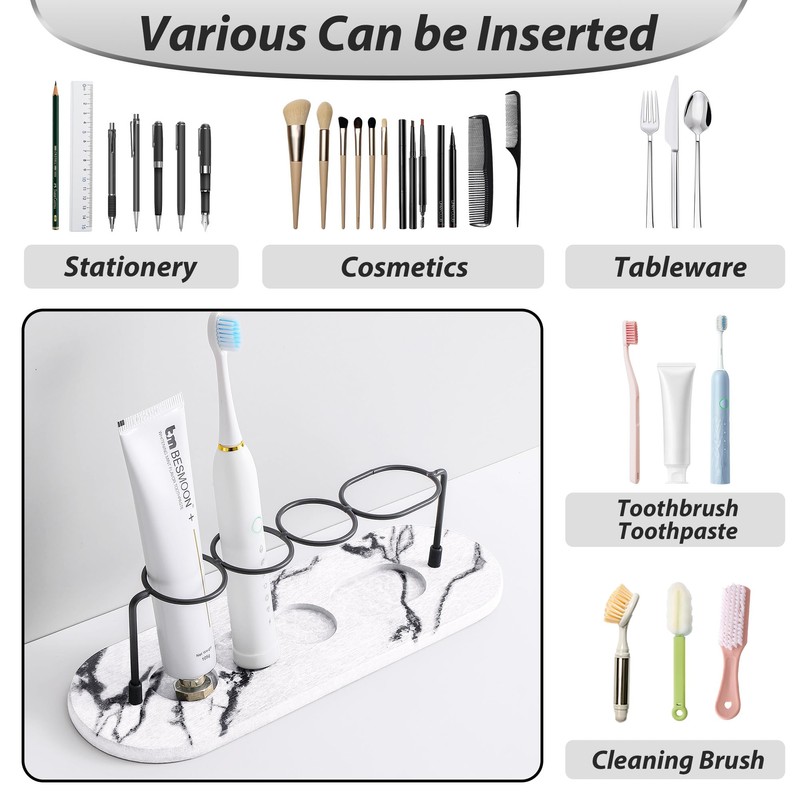 Volminex Toothbrush Holders for Bathrooms, Drying Stone Toothbrush Holder, Diatomite