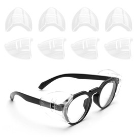 VQBKHO 4 Pairs of Safety Eye Glasses, Side Protection, Side Protection, Non-Slip, Clear Wind Protection, Flexible Slip-On Safety Glasses, Non-Slip Protection for Safety Glasses (Transparent)