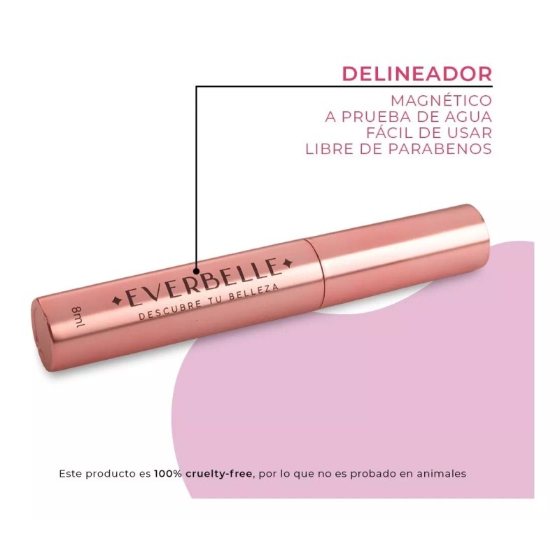 Everbelle Pestañas Magnéticas Premium + Delineador 3 Pares Reusables