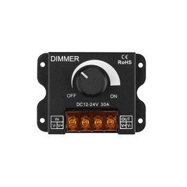 GERUI LED Light Bar Dimmer, DC 12V-24V 30A 360W PWM Dimmer Controller, Dimmer Button for Adjusting Brightness On/Off Switch, Black Aluminium Housing, for Light Strip (1)