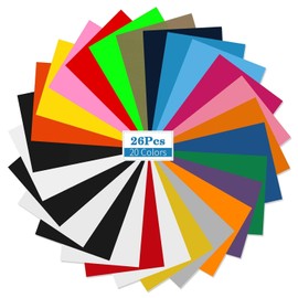 Asoway Flex Film Plotter Textile 26 Pieces, Heat Transfer Vinyl Plotter Film Textile, 20 Colours Vinyl Film Plotter with One Teflon Sheet for DIY T-Shirt, Clothing, Hats or Other Fabrics