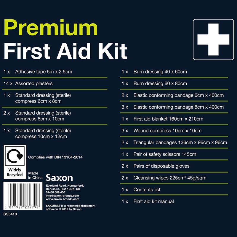 Sakura DIN First Aid Kit SS5418 - Zipped Bag, Comprehensive