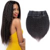 Kinky Straight Clip-In Real Hair Extensions, 8 Pieces, 120 g,