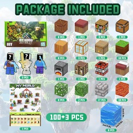 ShifenHong Magnetic Blocks 100PCS, Pixel Minifigures 3PCS, Magnetic Building Blocks Cubes, STEM Sensory Toys for Kids, Cute Fun Game Toys Birthday Gifts for Aged 3 4 5 6 7 8 9 10 Year Old Boys Girls