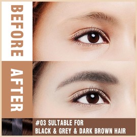 SIYDYRIT 2 Pack Liquid Eyebrow Pencils with Multiple Fork Tips, Microblading Eyebrow Brush Pen for Women, Waterproof Quick Dry Brow Makeup for Natural looking(#03,Black)