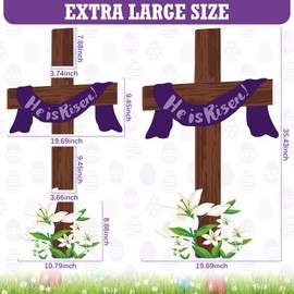 Beeveer Easter He Is Risen Sign for Yard 3ft Easter Outdoor Decorations Signs Religious Inspirational Cross Waterproof Signs with Stakes Christian Home Garden Lawn Decor Party Supplies