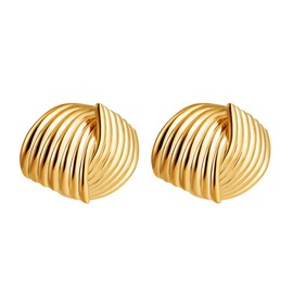 FDEETY Earrings Silver 925 Women's 14k Real Gold-Plated Hoop Earrings Gold Small Geometric Three-Line Stud Earrings Hypoallergenic Mini Ball Small Stud Earrings Jewellery for Women, Zinc
