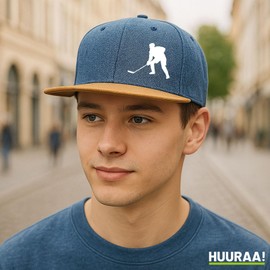 Huuraa Snapback Cap Ice Hockey Silhouette Gift Denim Ice Hockey Present