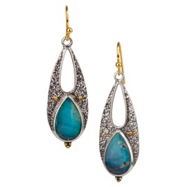 SPUNKYsoul Caribbean Blue Dangle Teardrop Earrings - Lightweight Boho Earrings for Women Trendy Bohemian Style (Teardrop Blue Mixed Metal)