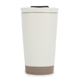 Lighthouse Christian Products Pin Dot Classic White 12 ounce Ceramic Travel Tumbler Mug, Grateful