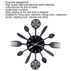 Black Kitchen Wall Clock Removable Modern Cutlery Kitchen Spoon Fork