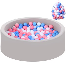 Foam Ball Pit for Toddlers with 100 Balls, Large Baby Ball Pit for Babies with Soft Memory Sponge, Indoor Outdoor Baby Playpen, Kids Play Ball Pool, Gift Toys for Infants Boys and Girls