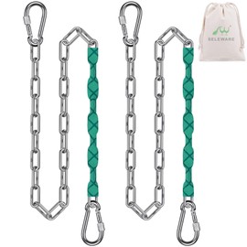 SELEWARE 2 Pcs 85" Heavy Duty Swing Chains, 1000LB Capacity Stainless Steel Hanging Chains with 4 Carabiners, Swing Extension Chain Hanging Kit for Playground Swings, Hammock Chairs & Punching Bags