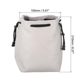 PATIKIL Soft Drawstring Lens Case, Lens Pouch Bag with Cotton Pad 5.91" x 3.94" Thick Fleece Cloth Camera Lens Bag for SLR Lens Water Cups Grey