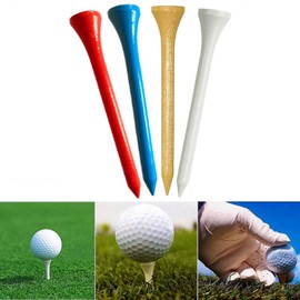 Amy Sport Golf Tees Bulk 2 1/8 2 3/4 3 1/4 inch Wood Pack of 100, Color Red Blue White Wood Mixed, Professional 70 80mm Wooden Tee for Men Women Kids (Wood, 4 inch)