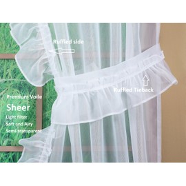 Today's Curtain, Emelia Priscilla Sheer Pair 60" W x 63" L, White, 5-Piece-Set