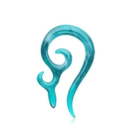 Covet Jewelry Devil's Horn Acrylic Ear Gauge Spiral Hanging Taper (8 GA (3.2mm), Teal)