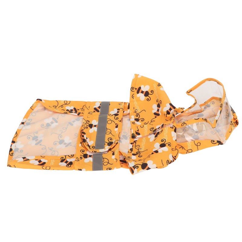 Dog Raincoat Reflective Breathable Lightweight Bee Pattern Puppy Rain Jacket