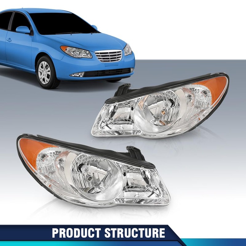 PIT66 Headlights Assembly Pair w/o Bulbs Compatible with Hyundai Elantra