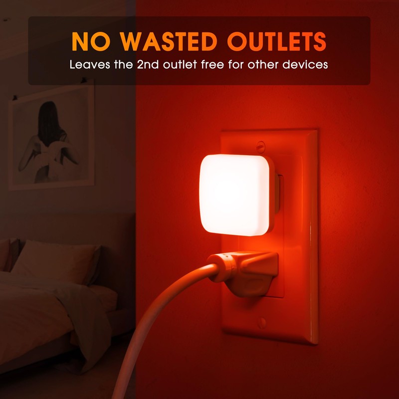 Briignite Red Night Lights Plug into Wall, Nightlights with Light
