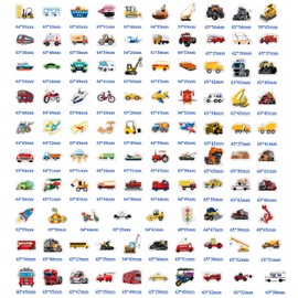 100PCS Transportation Kid Stickers, Vehicles Waterproof Stickers Teacher Reward Stickers Car Themed for DIY Crafts Party Decoration for Children（Train, Airplane, Helicopter, Ambulance, Bus, Ship）