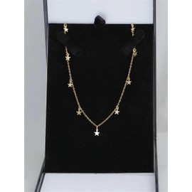 SUGARKITTEN LONDON 18K Gold on Sterling Silver Micro Mini Star Charms Drip Choker Necklace