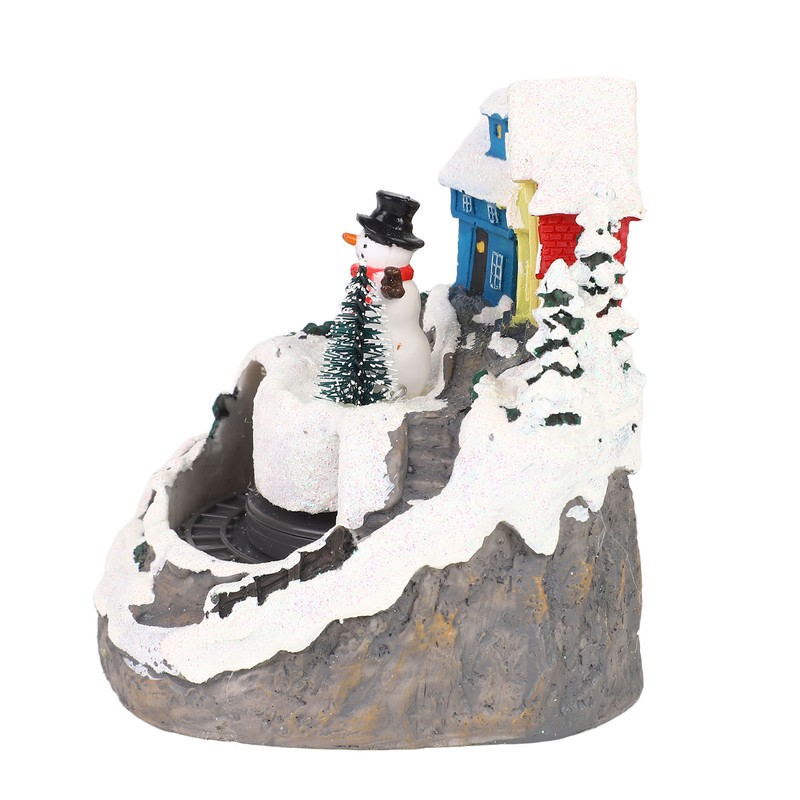 Xmas Music Box Resin Rotating Light Up Train Musical Box