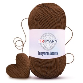 60% Cotton 40% Acrylic Crochet Yarn - 1 Skien Bulk Yarn - Brown, Soft Fine/Sport Yarn for Crocheting/Knitting Yarn - Ideal for Amigurumi Dolls and Baby Garments