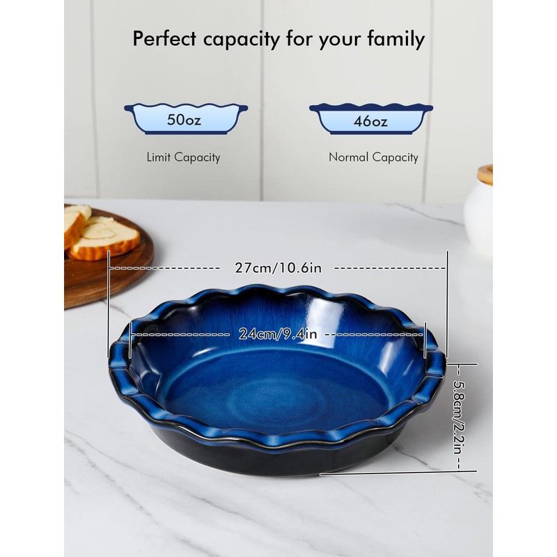 AISBUGUR Ceramic Pie Pan,Deep Dish Pi9-Inch Non-Stick Pie Dish &