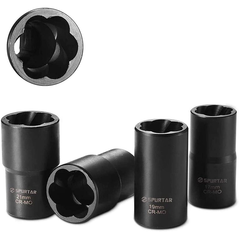 CENPEK 5Pcs Twist Socket Set,1/2 Inch Drive Damaged Bolt Remover,