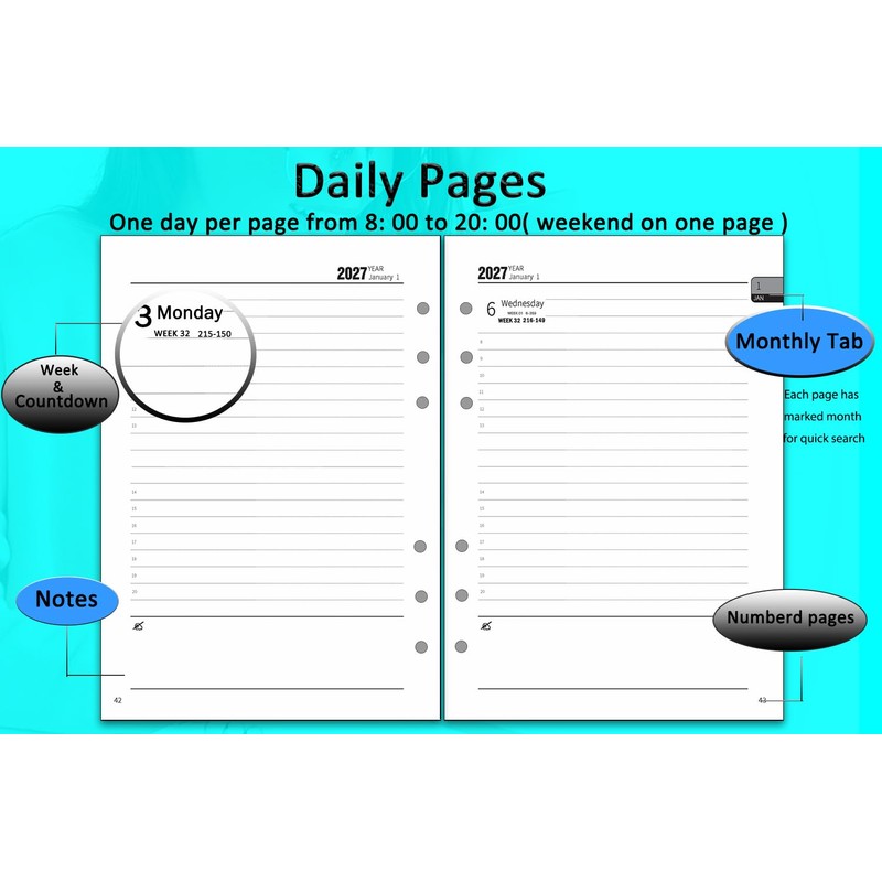 2027 Diary A5 Page a Day | Daily Planner with