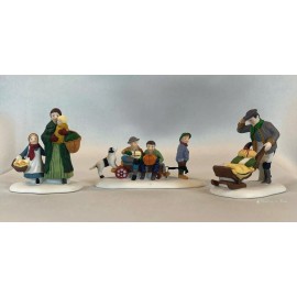 DEPARTMENT 56 HERITAGE COLLECTION NEW ENGLAND VILLAGE MARKET DAY SET OF 3 NEW!