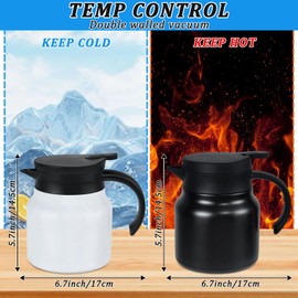 CODOHI Small Thermal Coffee Carafe Stainless Steel Insulated Creamer Carafe Tea Pot 27Oz Insulation Pot (Black and White, 800ML(27Oz))