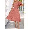 MEROKEETY Women's Summer Flutter Short Sleeve Smocked Midi Dress Flowy