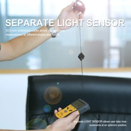 ANNMETER Digital Illuminance Meter, AN-881D Handheld Exposure Meter, Lumen Tester with 0.1-400,000 Lux Meter, 270° Rotatable Detector for Outdoor, Photography and Planting (with Japanese Instruction Manual)