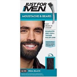 Bigote y barba de gel de color negro real M-55 de Just for Men, paquete de 5