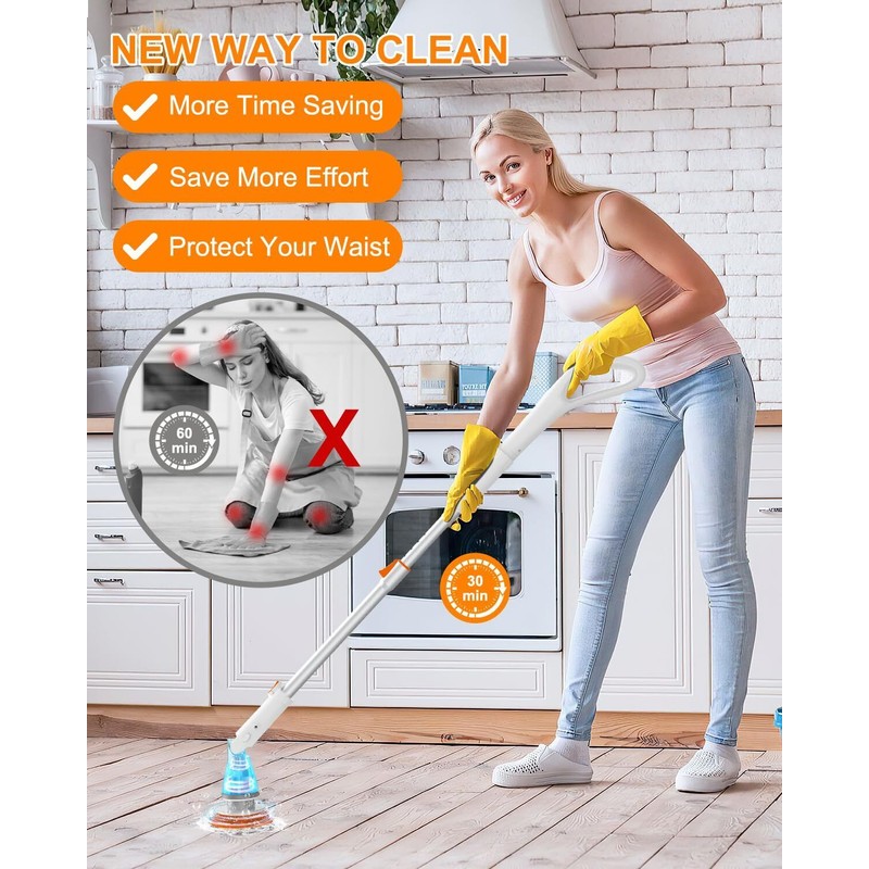 Genew Electric Scrubtastic Rechargeable Cordless Spin Scrubber 6 Head Car